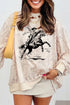 Rodeo Riding Print Western Mock Neck Sweatshirt