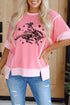 Rodeo Star Graphic Print Raw Seam Patchwork Casual Tee