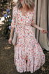 Romantic Blossom Half Sleeve V Neck Tiered A Line Maxi Dress
