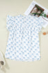 Romantic Bow Front Ruffled Short Sleeve Top