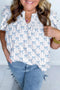 Romantic Bow Front Ruffled Short Sleeve Top