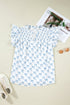 Romantic Bow Front Ruffled Short Sleeve Top