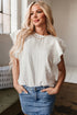 Romantic Crinkled Cotton Ruffled Flutter Sleeve Blouse Top