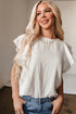 Romantic Crinkled Cotton Ruffled Flutter Sleeve Blouse Top