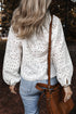 Romantic Eyelet Embroidered V Neck Puff Sleeve Cotton Blouse