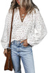 Romantic Eyelet Embroidered V Neck Puff Sleeve Cotton Blouse