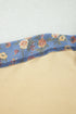 Romantic Floral Denim Collar Patchwork V Neck Top