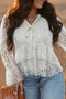 Romantic Floral Lace Tie Front Tiered Bell Sleeve Blouse