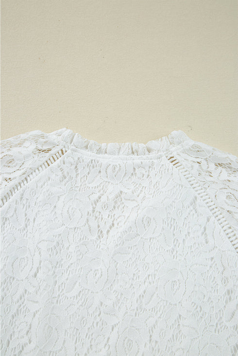 Romantic Floral Lace Tie Front Tiered Bell Sleeve Blouse