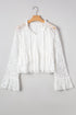 Romantic Floral Lace Tie Front Tiered Bell Sleeve Blouse