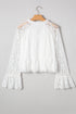 Romantic Floral Lace Tie Front Tiered Bell Sleeve Blouse