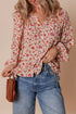 Romantic Floral Print Notched Neck Long Bishop Sleeve Blouse