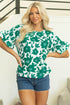 Romantic Floral Print Round Neck Ruffled Sleeve Blouse