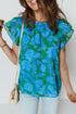 Romantic Floral Print Ruffle Sleeve V Neck Blouse