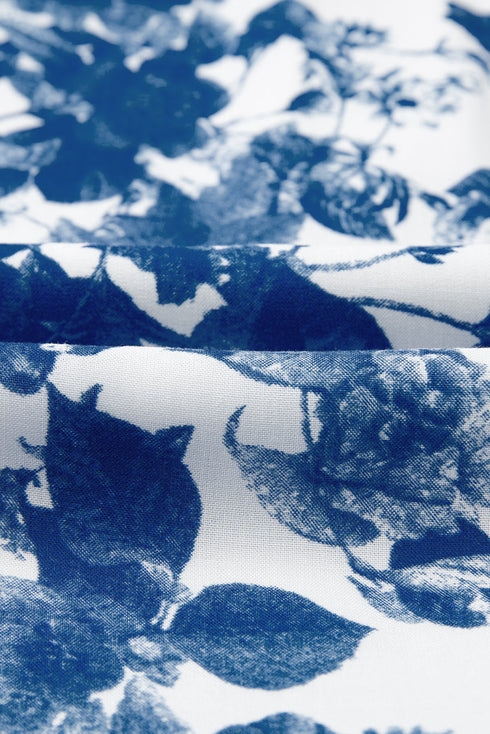 Romantic Floral Print Ruffle Strap Smocked Bodice Ruffle Hem Midi Dress