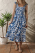 Romantic Floral Print Ruffle Strap Smocked Bodice Ruffle Hem Midi Dress