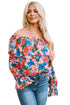 Romantic Floral Print Ruffle Trim Off Shoulder Blouse