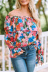Romantic Floral Print Ruffle Trim Off Shoulder Blouse