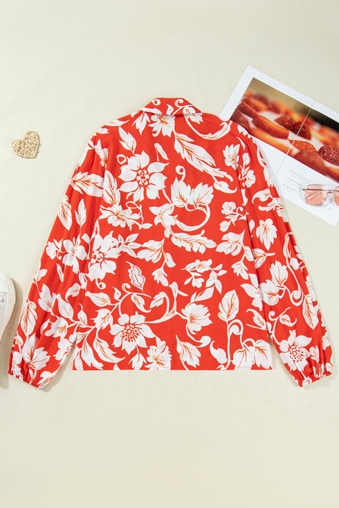 Romantic Floral Print Southern Belle Loose Button Up Shirt