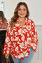 Romantic Floral Print Southern Belle Loose Button Up Shirt