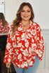 Romantic Floral Print Southern Belle Loose Button Up Shirt