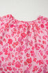 Romantic Floral Print Split Neck Puff Sleeve Blouse