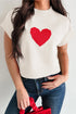 Romantic Heart Graphic Cropped Summer Knit Short Sleeve Sweater