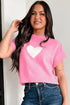 Romantic Heart Graphic Cropped Summer Knit Short Sleeve Sweater