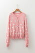 Romantic Heart Pattern Button Front Long Sleeve Cardigan