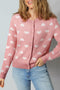 Romantic Heart Pattern Button Front Long Sleeve Cardigan