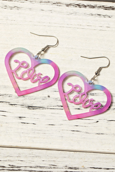 Romantic Hollow Heart Shaped Acrylic Drop Earrings