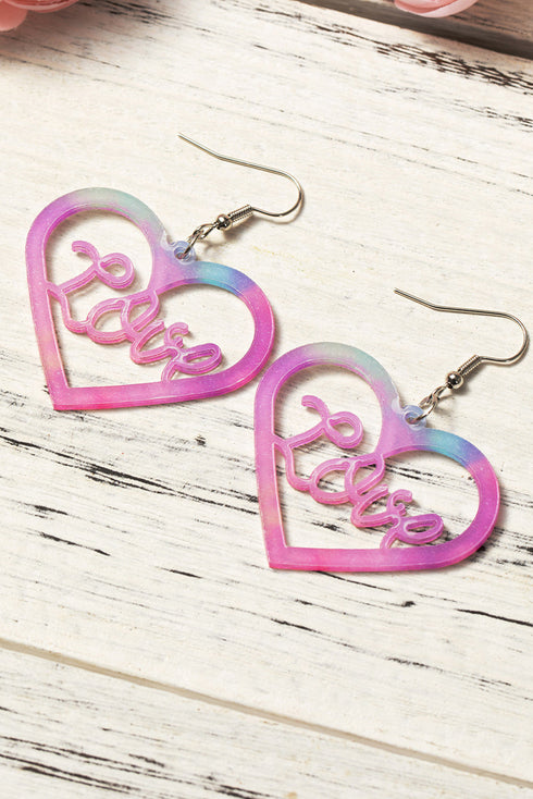 Romantic Hollow Heart Shaped Acrylic Drop Earrings