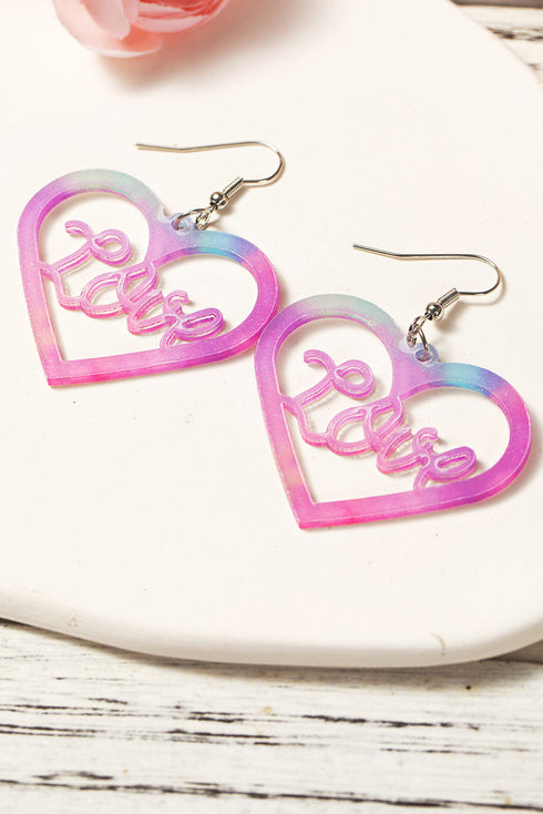Romantic Hollow Heart Shaped Acrylic Drop Earrings
