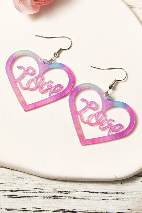 Romantic Hollow Heart Shaped Acrylic Drop Earrings