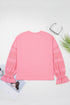 Romantic Lace Bell Sleeve Ruffle Cuff Pullover Knit Top