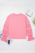 Romantic Lace Bell Sleeve Ruffle Cuff Pullover Knit Top