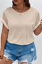 Romantic Lace Patchwork Short Sleeve Round Neck Plus Size Casual Top