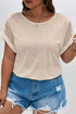 Romantic Lace Patchwork Short Sleeve Round Neck Plus Size Casual Top