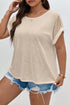 Romantic Lace Patchwork Short Sleeve Round Neck Plus Size Casual Top