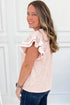 Romantic Lace Trimmed Ruffle Sleeve Floral Print Blouse