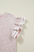 Romantic Lace Trimmed Ruffle Sleeve Floral Print Blouse