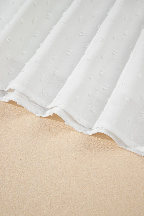 Romantic Off Shoulder Ruffle Knotted Swiss Dot Blouse Top