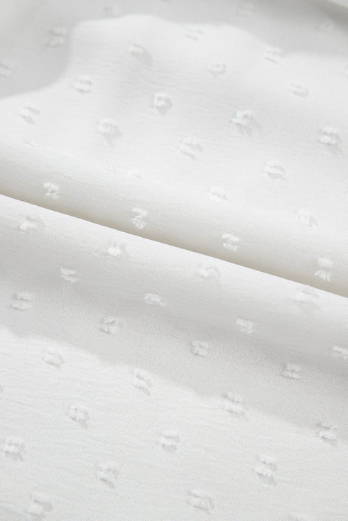 Romantic Off Shoulder Ruffle Knotted Swiss Dot Blouse Top