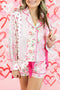 Romantic Patchwork Floral Print Satin Pajama Set With Tie Details