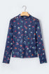 Romantic Polka Dot Floral Mesh High Neck Sheath Top