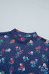 Romantic Polka Dot Floral Mesh High Neck Sheath Top