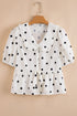Romantic Polka Dot Peter Pan Collar Tie Front Peplum Blouse