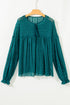 Romantic Sheer Lace Balloon Sleeve V Neck Babydoll Blouse