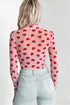 Romantic Sheer Mesh Heart Print Long Sleeve Top
