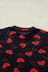 Romantic Sheer Mesh Heart Print Long Sleeve Top